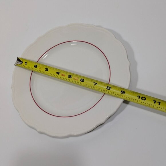 Syracuse China Dinner Plate Red Rim Scalloped Edges Vintage - Picture 5 of 8
